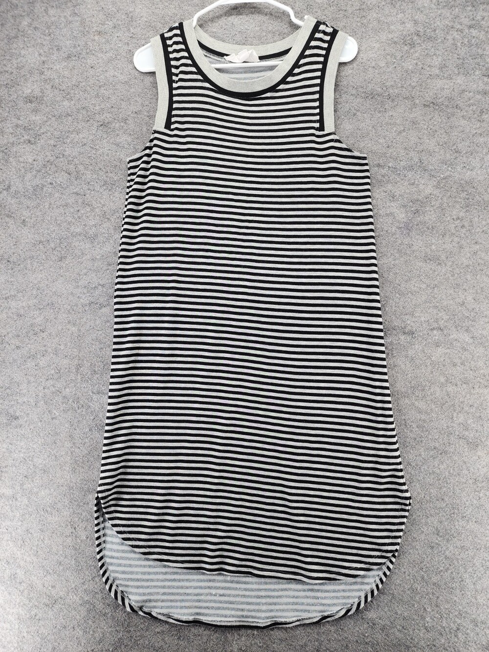 Superfoxx Dress Womens Medium Sleeveless Gray Black Striped